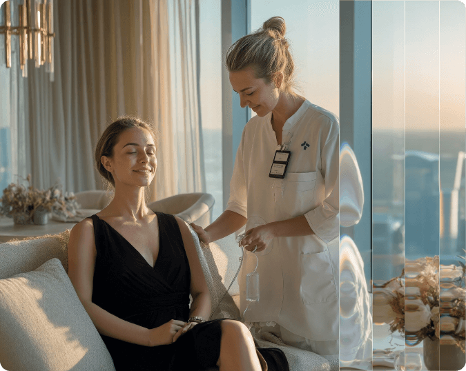 Nurse giving an IV drip